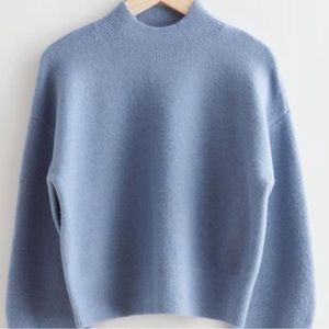 & other stories blue mock neck sweater